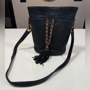 Bally Navy Quilted Bucket Bag - Vintage